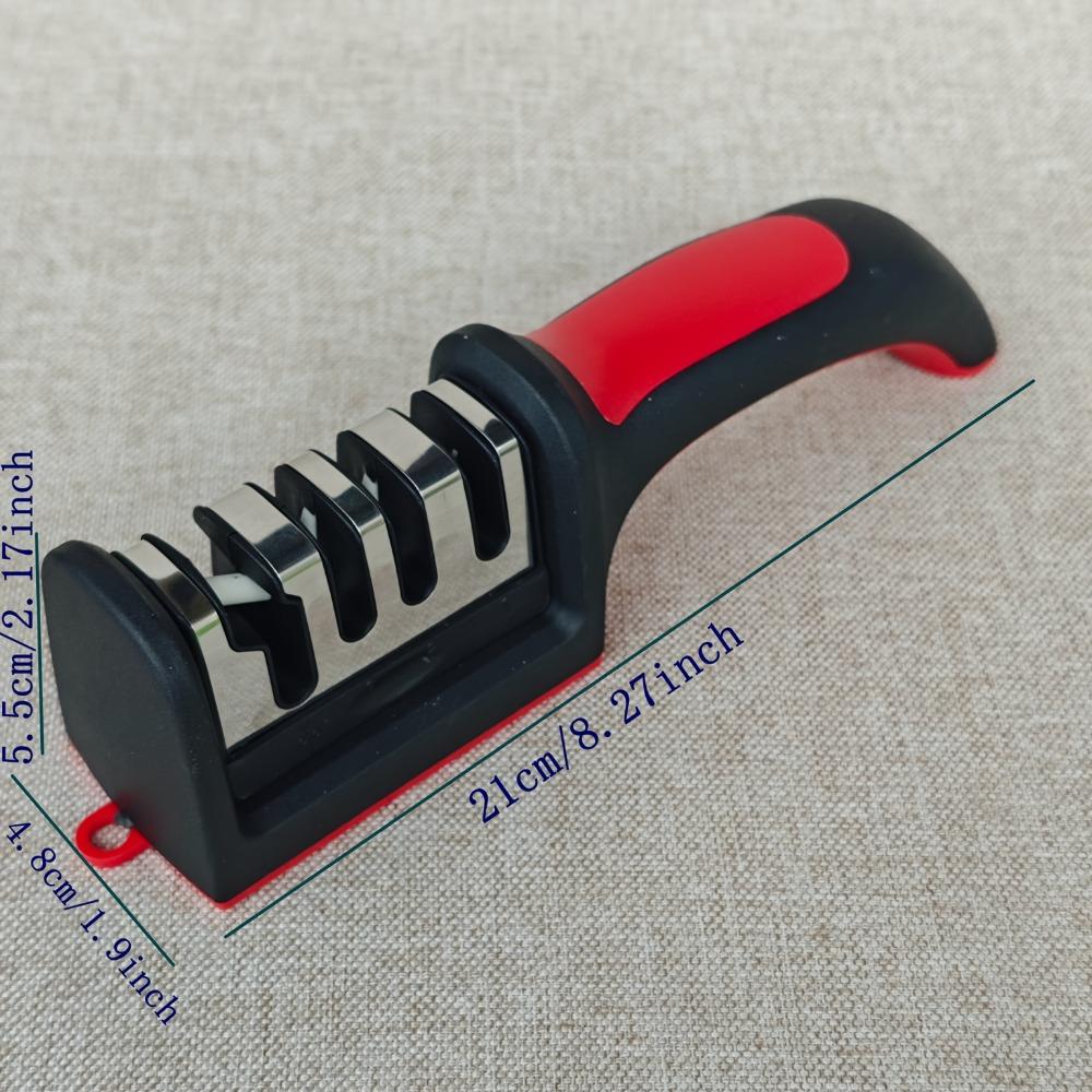 

4-Stage Professional Knife Sharpener, Tungsten Ceramic Whetstone for Kitchen Scissors Blades, Coarse Fine Sharpening 1PC чёрный