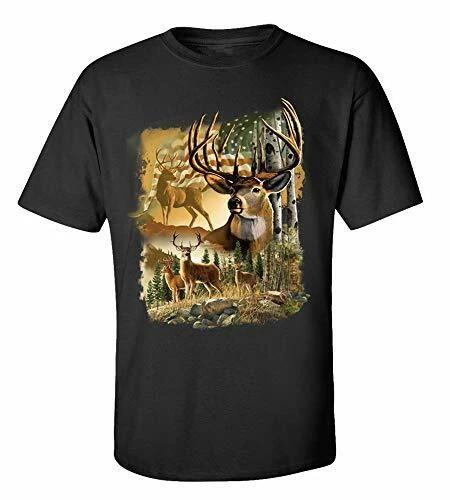 

American Deer Adult Unisex Short Sleeve Tee Shirt Black 4XL
