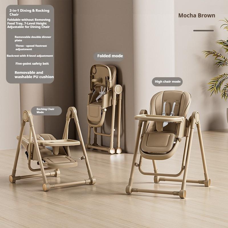 Baby dining chair foldable baby children's dining table two-in-one multi-functional rocking chair