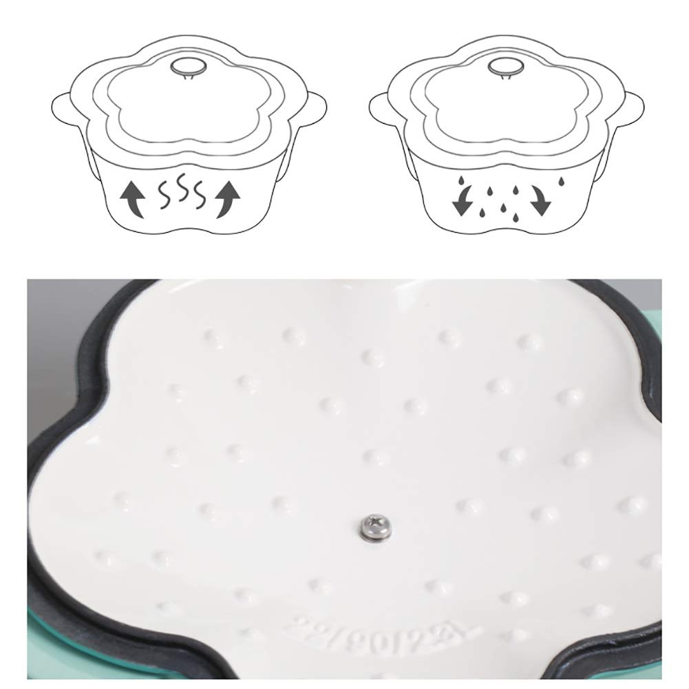 20cm Petal Cast Iron Dutch Oven Binaural Enamel Pot for Bake Bread and Casserole Dish Braising With Lid For All Heat Source