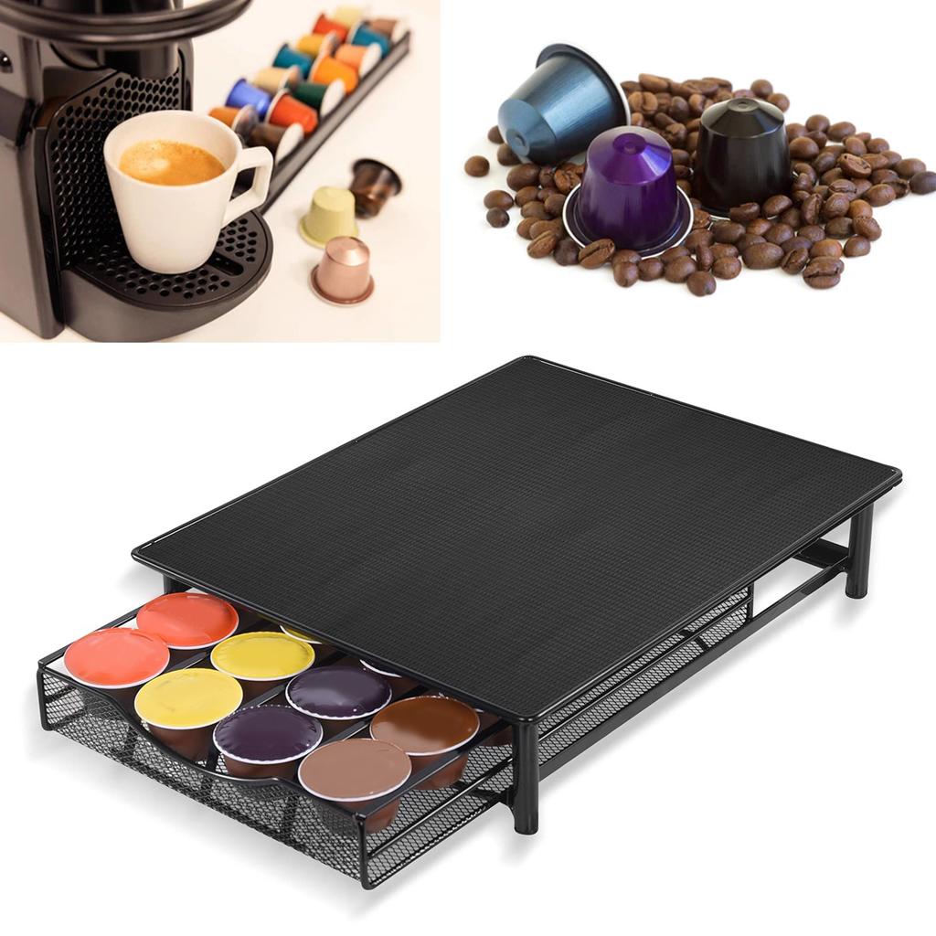 Coffee Pod Storage Drawer 36 Capacity Iron Capsule Organize Holder Drawer for Home Cafe