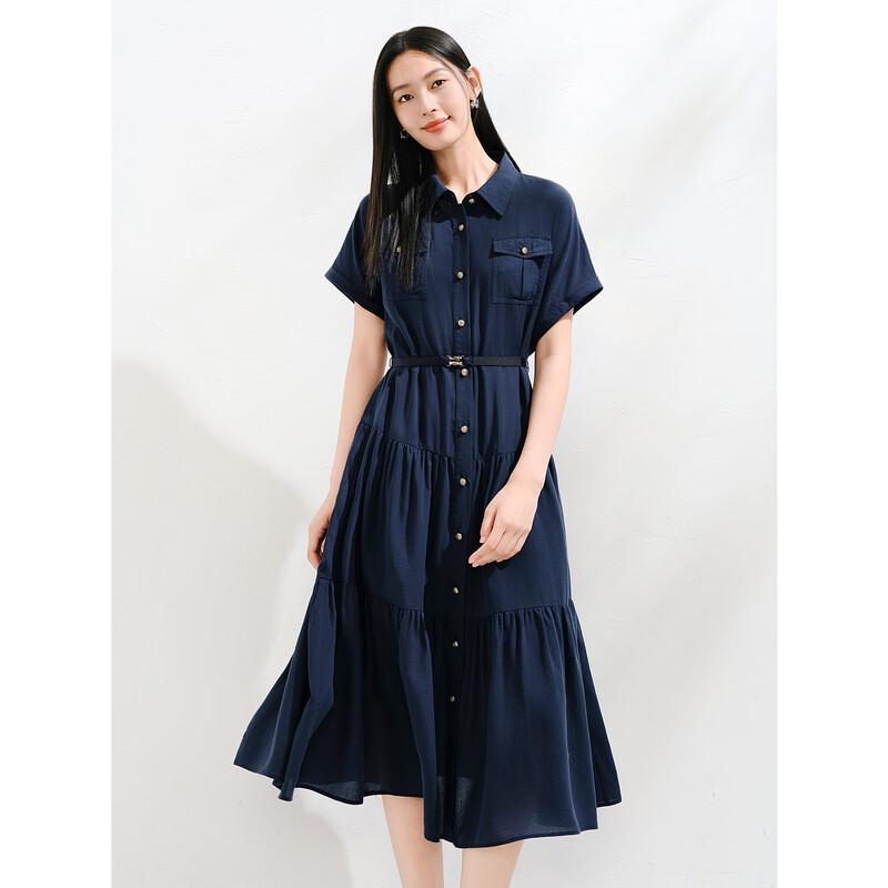 JUZI ANNACO Women's Lyocell Blend Waist-Cinching Shirt Dress