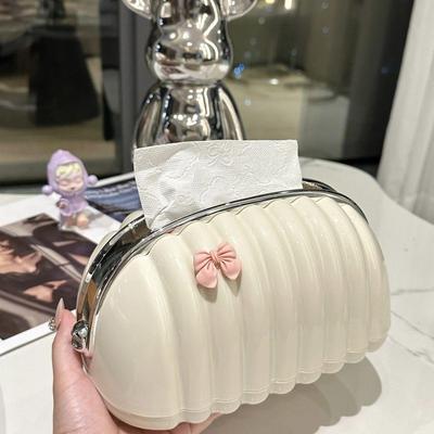 Elegant Seashell Tissue Box - High-End Napkin Holder with Spring Rebound for Living Room and Restaurant Decor