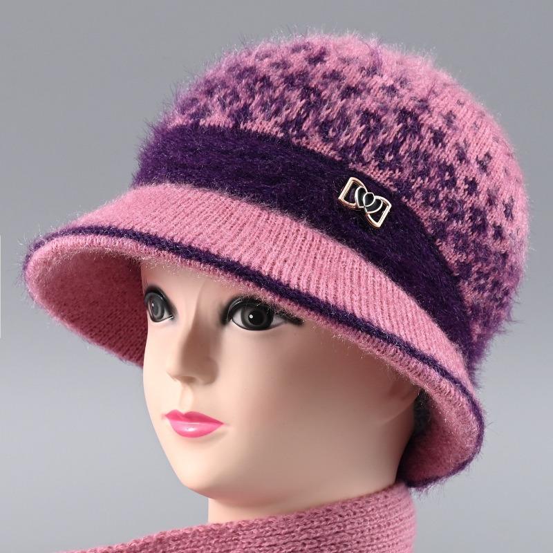Hat Winter Lady Fleece Warm Knitted Wool Hat Old Hat Fleece Ear Protector