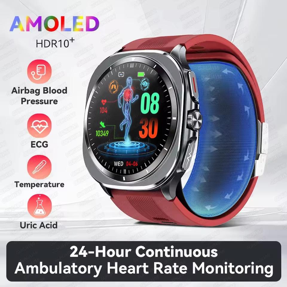 2026 Bomba de Aire Nueva Airbag Medición Precisa Reloj Inteligente Hombre Micro Examen Físico Presión Arterial Deporte SmartWatch
