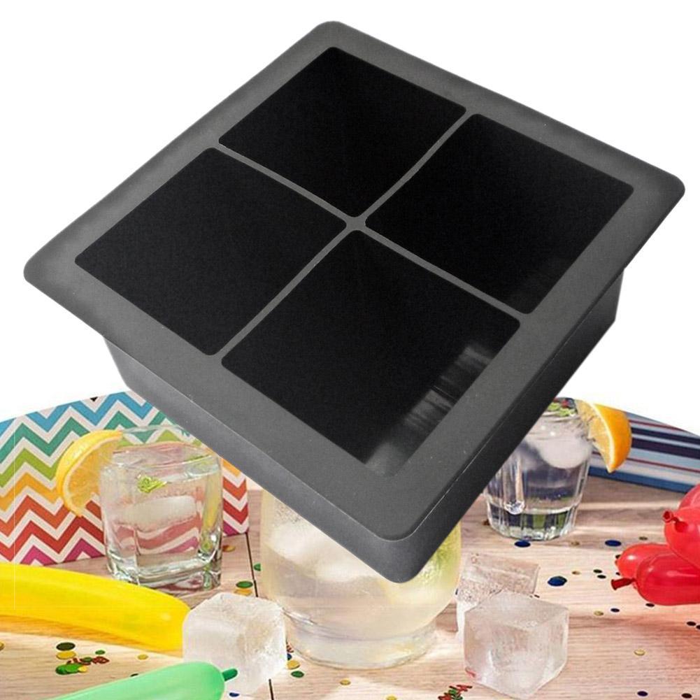Ice tray plastic with lid and soft bottom 4 large ice cubes Food grade silicone material