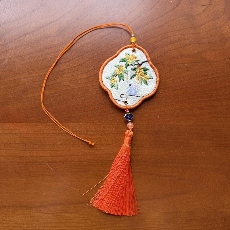Embroidered Butterfly Koi Tassel Pendant Sachet