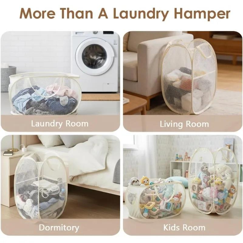 Home Bathroom Mesh Storage Basket Shower Laundry Clothing Dirty Clothes Bag Foldable Portable Business Travel Children's Toy