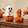 Handcrafted Wool Toy 2 Pcs Crochet Ghost And Pumpkin Set, Handmade Knitted Halloween Creative Photo Props Dolls, Funny Desk Decoration, Quirky
