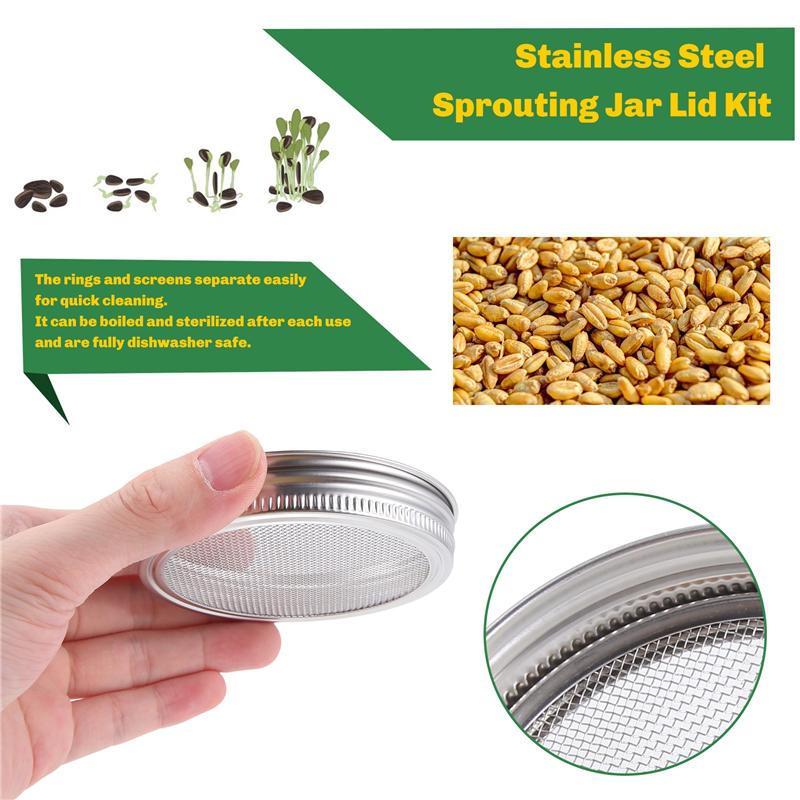 Gutes Set aus 2 Edelstahl-Sprossenglasdeckeln Für Hervorragende Belüftung Passend für Weithalsgläser Einmachgläser Zum Herstellen von Organ
