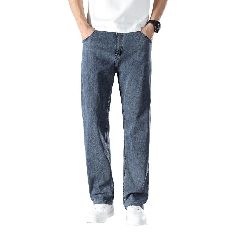 Men's Plus Size Straight-Leg Trousers Lightweight High-Waisted Stretch Casual Trousers