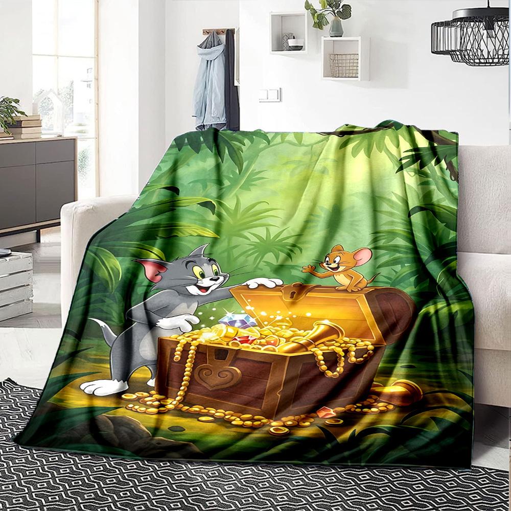1pc Tom Jerry Flannel Blanket Soft Warm Throw for Home, Office, Travel, All-Season Cozy Bedding GiftL1204