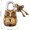 Owl Design Golden Functional Brass Lock With 2 Keys (Golden, Standard) - Key Lock