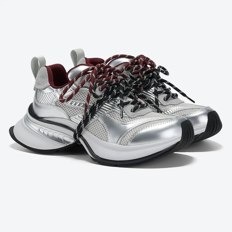 

2025G дом, Чжао Рут, тот же весенний взрыв, крутые серебристые кроссовки, женская платформа для отдыха и спорта, сетчатая обувь 40 серебряный