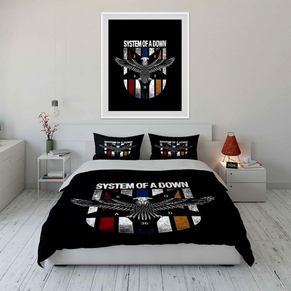 System of a Down Eagle Print Bedding Duvet Cover Set Duvet Cover Pillowcases (1 * Duvet Cover 2 * Pillowcases, without duvet insert)