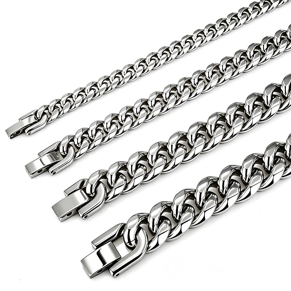 Titanium Steel Cuban Chain Necklace - Men's Bold Stainless Steel Jewelry Accessory