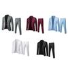 Yousheng 2Pcs/Set Men Suit Lapel Long Sleeve 3D Tailored Suit Coat Mid-rise Solid Color Long Pants Set Wedding Party Business Suit