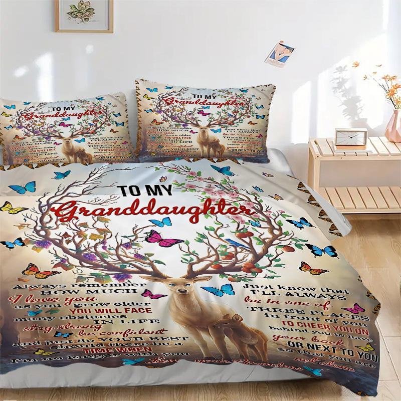 

3pcs Granddaughter Inspirational Poster Duvet Cover Set - Machine Washable, Includes 1 Cover and 2 Pillowcases, No Core Included yy251013093 135x200cm