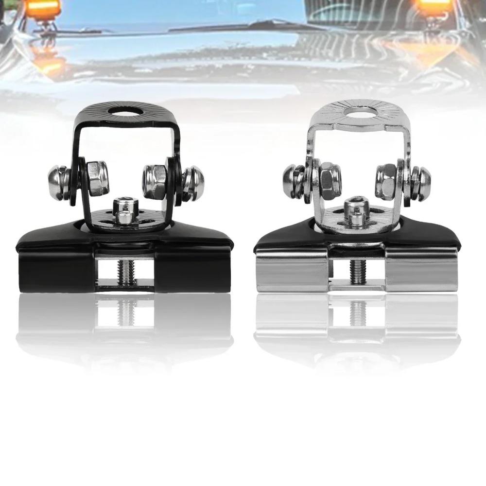 JOYINLED 2pcs Stainless Steel Universal Car Auto Hood LED Work Light Bracket Holder Clamp Engine Cover Lamp Bar Mounting Clamp