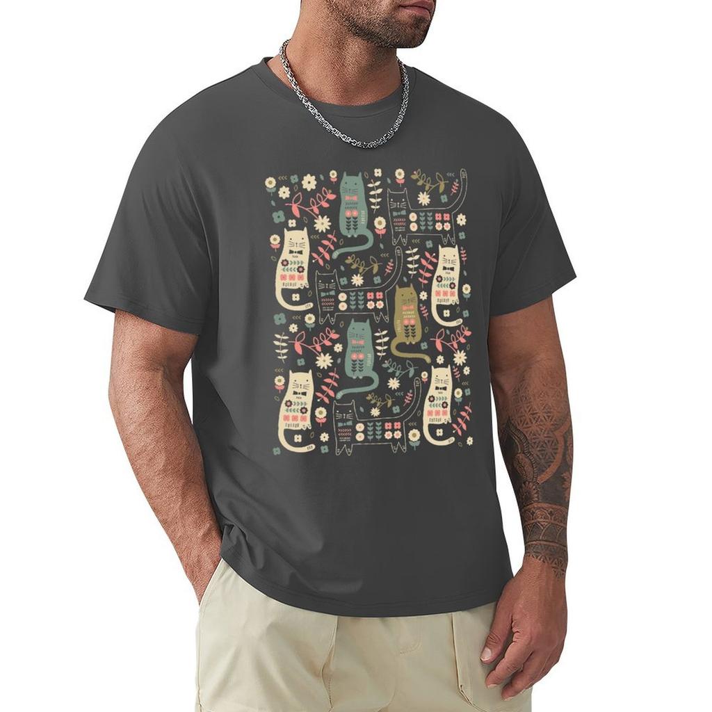 Cat Folk T-Shirt Oversizeds Man Clothes Short Sleeve Tee Cotton Graphic Tees Men T Shirts High Quality