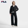 Fila White Trendy Casual Cool Versatile Short Collar Warm Knitted Jacket Women Jacket F11W533503F-BK