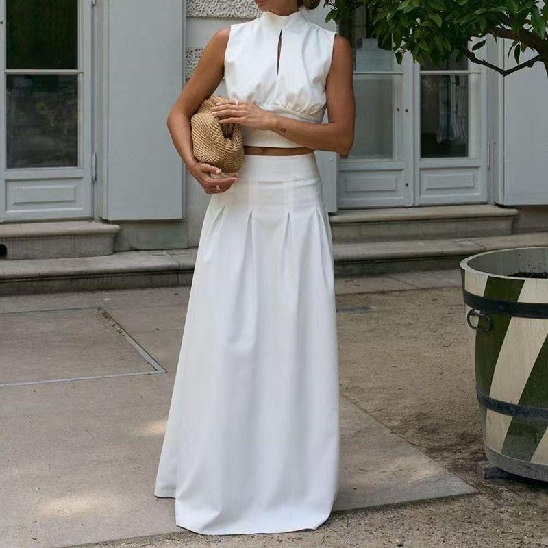 Fashion Style Fashion Temperament High Waist Skirt Shoelace Vest Two-Piece Set Tank Top and Skirt Set