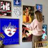 Idealne niebieskie płótno japoński film anime grozy plakaty anime lepka biała naklejka DIY pokój bar kawiarnia Kawaii wystrój pokoju