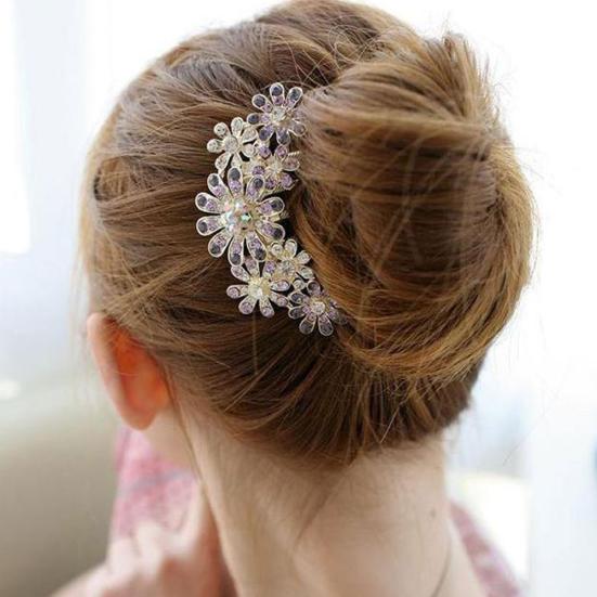 Fashion Women Rhinestone Flower Hair Pin Comb Clip Wedding Bridal Party Headwear