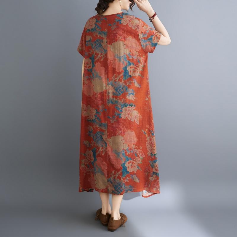 DIMANAF New 2026 Women Plus Size Summer Long Dress Sundress Beach Loose Casual Maxi Lady Floral Print Dress