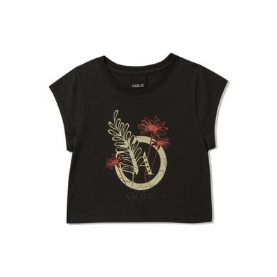 VAEKCIE Va Botanical Cap Sleeve T-Shirt_Black
