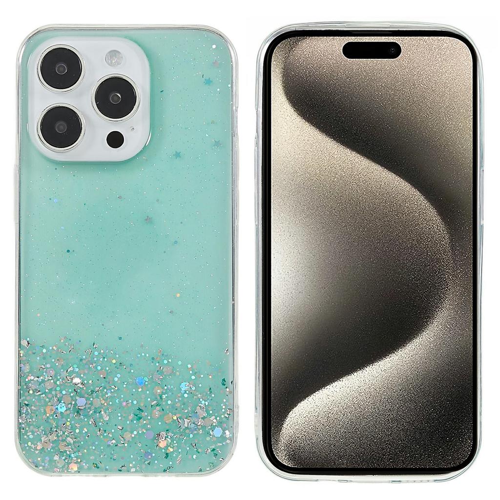 For iPhone 16 Pro Case Starry Sky Sparkle Epoxy Anti-Drop TPU Phone Cover