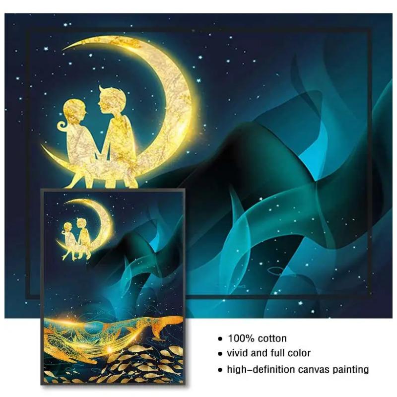 Afiș de pictură artistică cu balenă de aur și mare și poză de imprimare pe perete, terasa, decorare, pânză scandinavă, imprimare artistică cu ridicata