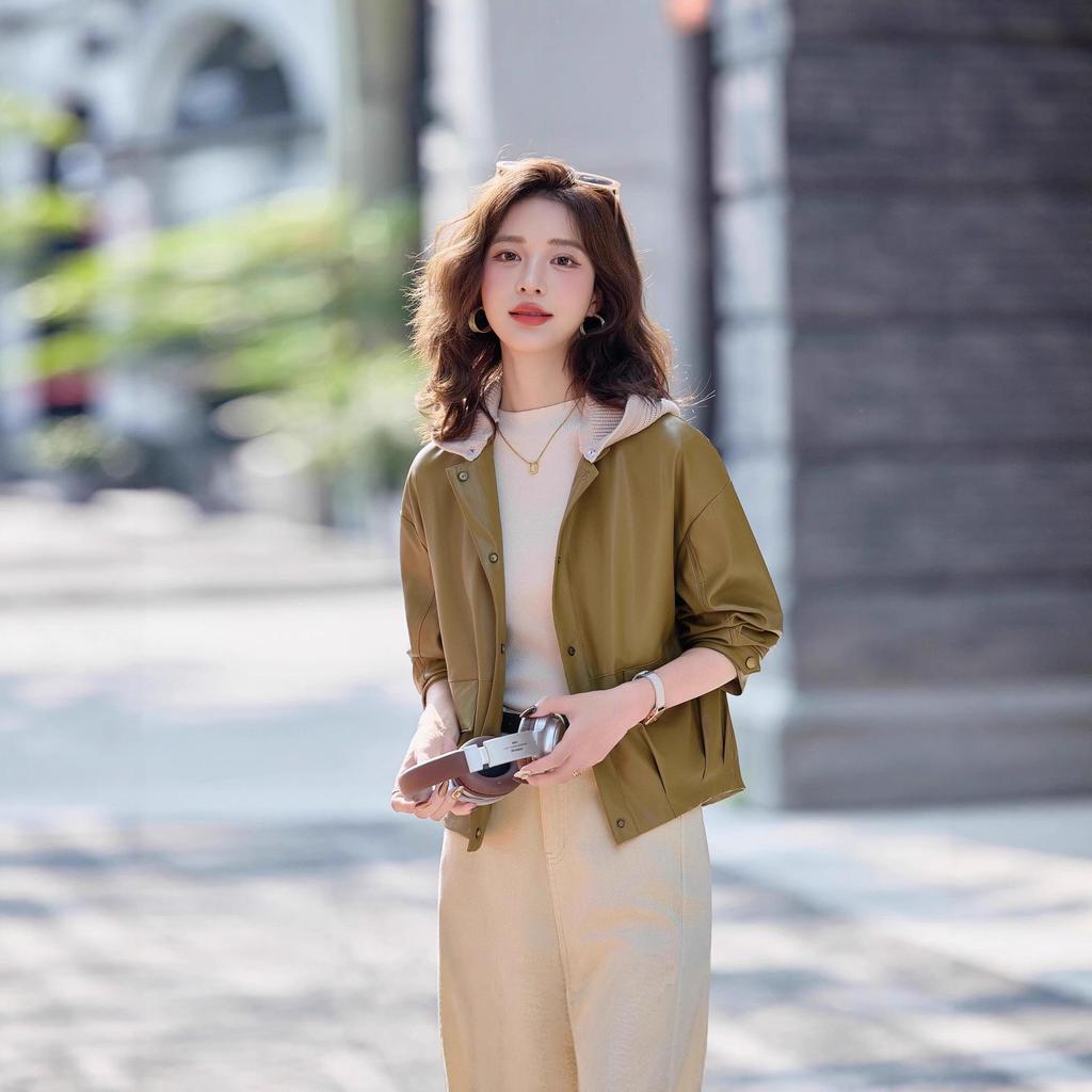 Women's Genuine Leather Jacket - Casual, Versatile Sheepskin Coat for Autumn and Winter