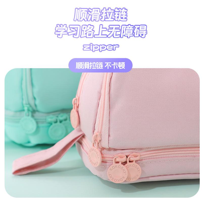 Large capacity double-layer double-open pencil bag ins wind niche primary and secondary school students pencil case multi-functional simple universal