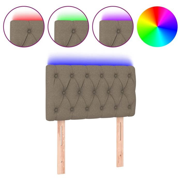 VidaXL Tête de Lit à LED Meuble de Chambre à Coucher Accessoire de Lit Simple Tête de Cadre de Lit Intérieur Taupe 3121926