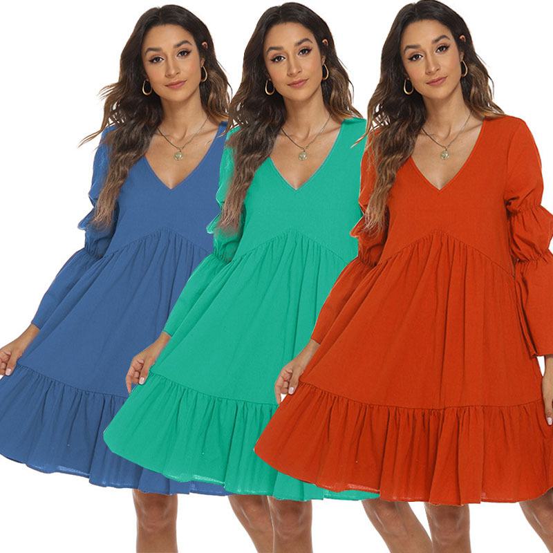 

Праздничное платье в стиле бохо для женщин 2024 года: Длинный рукав, большой крой, дизайн с оборками