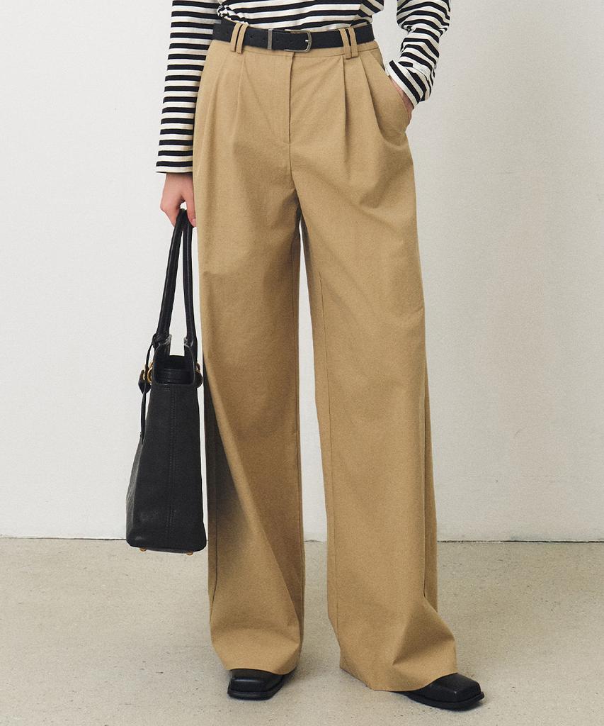 ARTID Deep Tuck Wide Cotton Pants_Beige