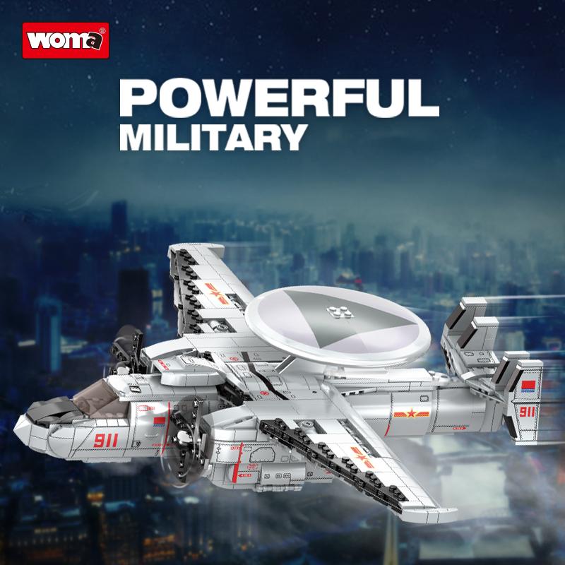 WOMA TOYS C0836 829 buc argintiu jucărie mare cu reacție militară forțelor aeriene avion de transport blocuri de construcție pentru copii
