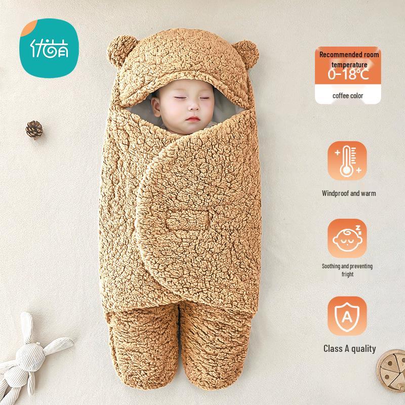 Lambswool Winter Baby Swaddle Blanket - Anti-Startle Thick Wrap