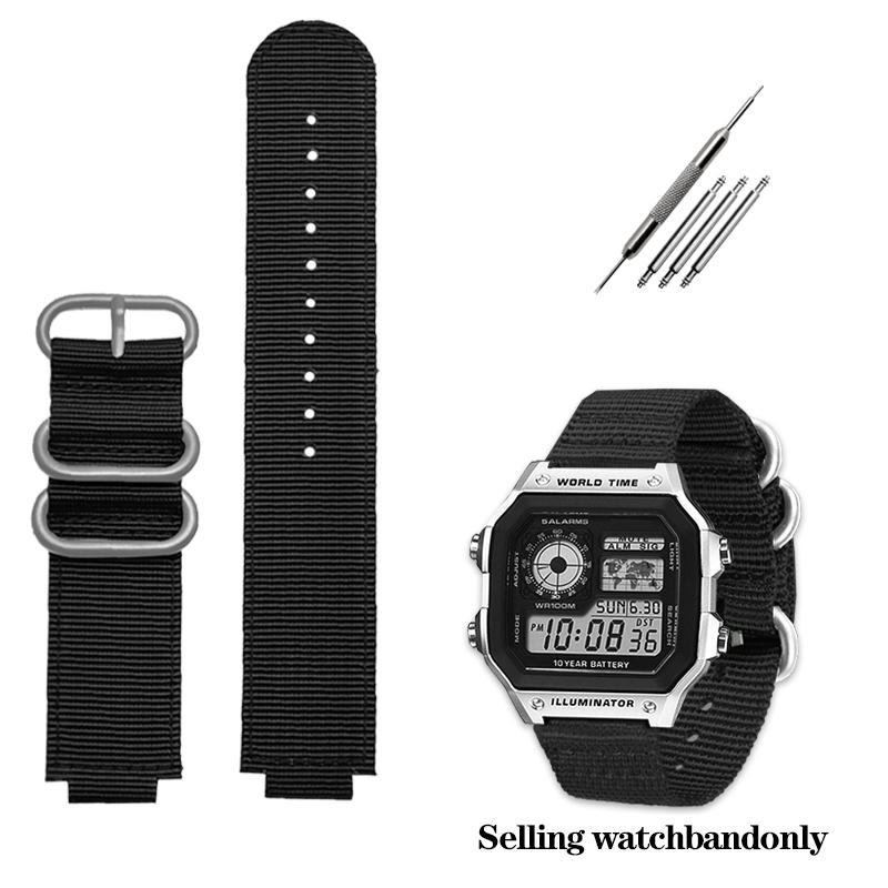 Modified Nylon Watch Band for Casio AE1200WH/1300/1000/1500 AE-1200 A158W A159 Waterproof Outdoor Sports Wrist Strap 24*18mm