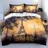 Eiffel Tower Sunset Scene Bedding Duvet Cover Set Duvet Cover Pillowcases  (1*Duvet Cover 2*Pillowcases, Without Duvet Insert)