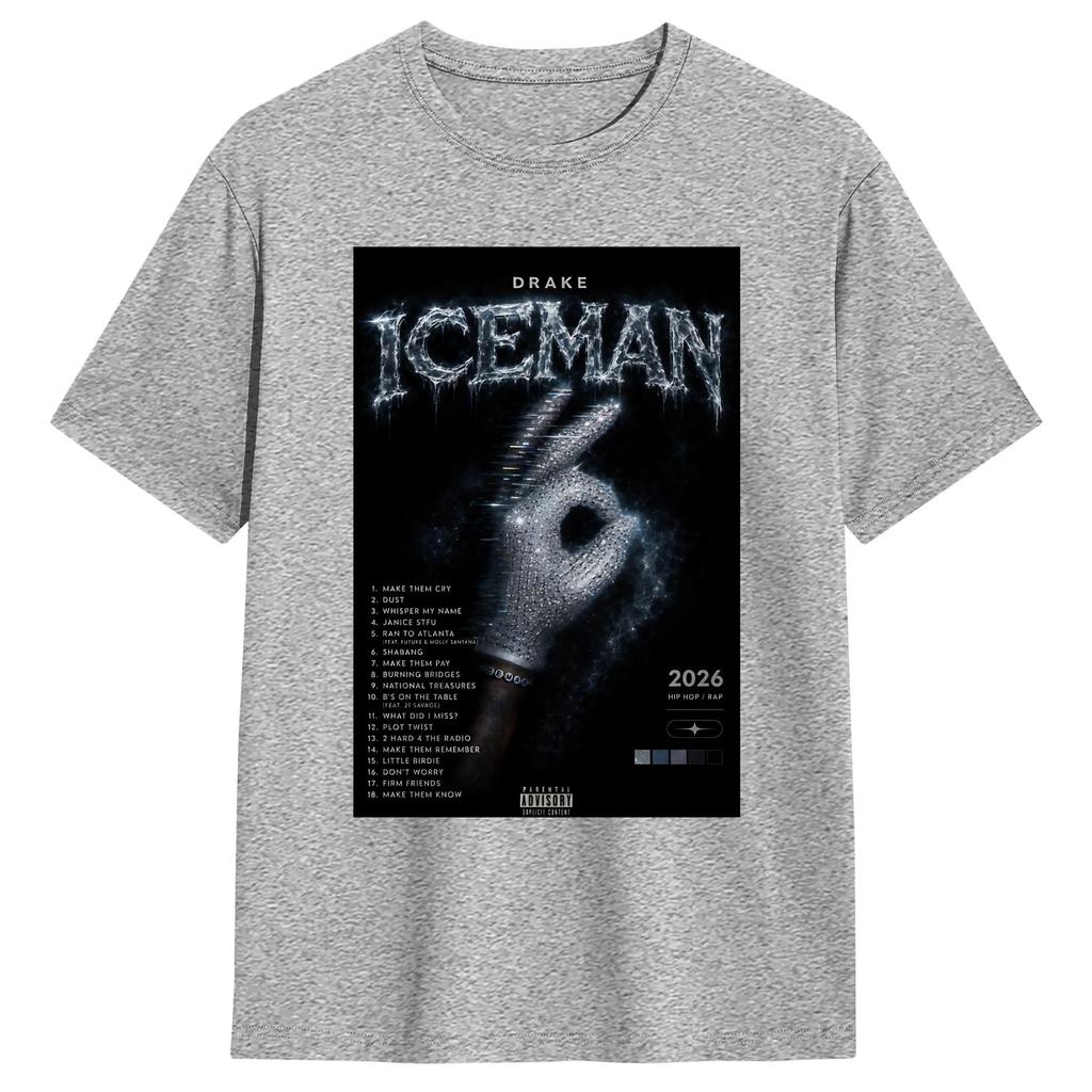 Drakes IceUnisex Album 2026 Tour T Shirt Unisexs 100 Cotton Awesome TShirt Round Collar Tee Shirt Short Sleeve Clothing Plus Size