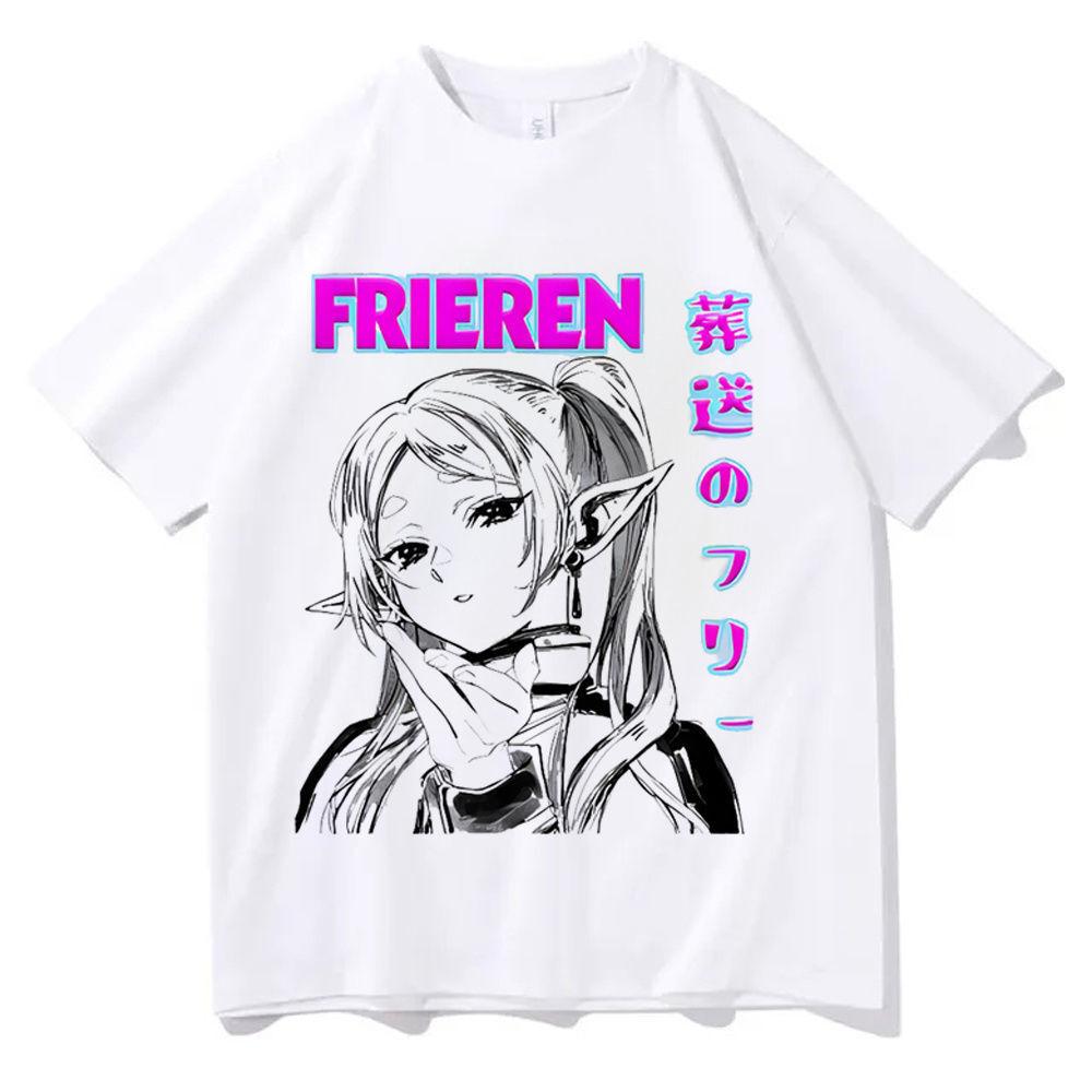 

Japanese Anime Women Tshirt Frieren Cartoon Printed Short Sleeve T Shirt Female Harajuku Summer Clothing Tops Streetwear 3XL
