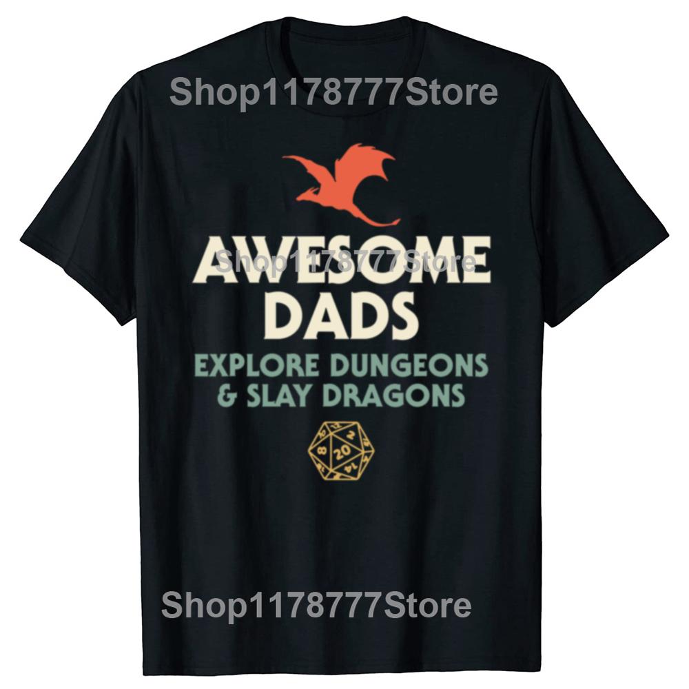 Funny Awesome Dads Explore Dungeons Dragons Graphic Tshirts Men Fashion Casual Tshirt 100 Cotton Loose Oversized T Shirt