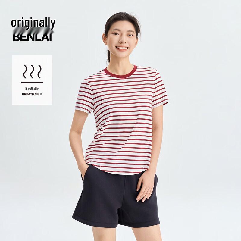 BENLAI Women s Breathable Striped Short Sleeve T-Shirt M