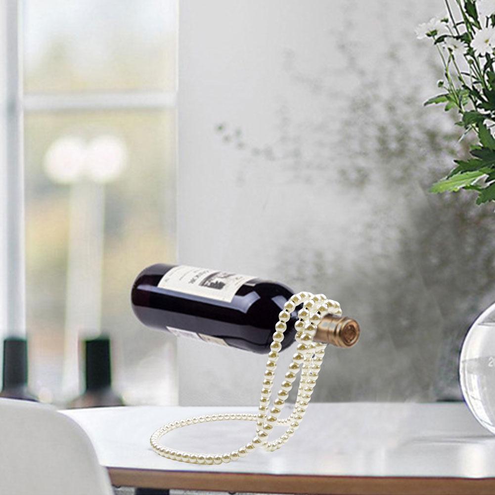 Pearl Necklace Wine Rack Cabinet Bar Decoration Hanging Suspension Metal Resin Wine Holder Home Desktop Decoration
