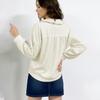 European & American Sweet Style Doll Collar Waffle Knit Long Sleeve Women's Shirt - New Spring Solid Color Design