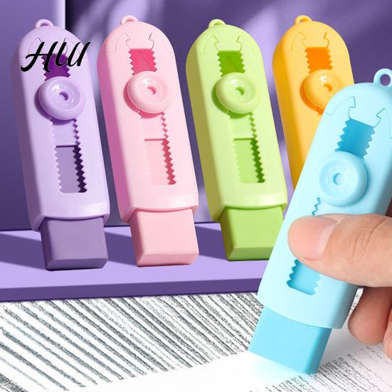 Portable Eraser Case Push Pull Retractable Eraser, Cute Pastel Pencil for No Trace Students, Clean Dustless 2B Kids, School Supplies Retract