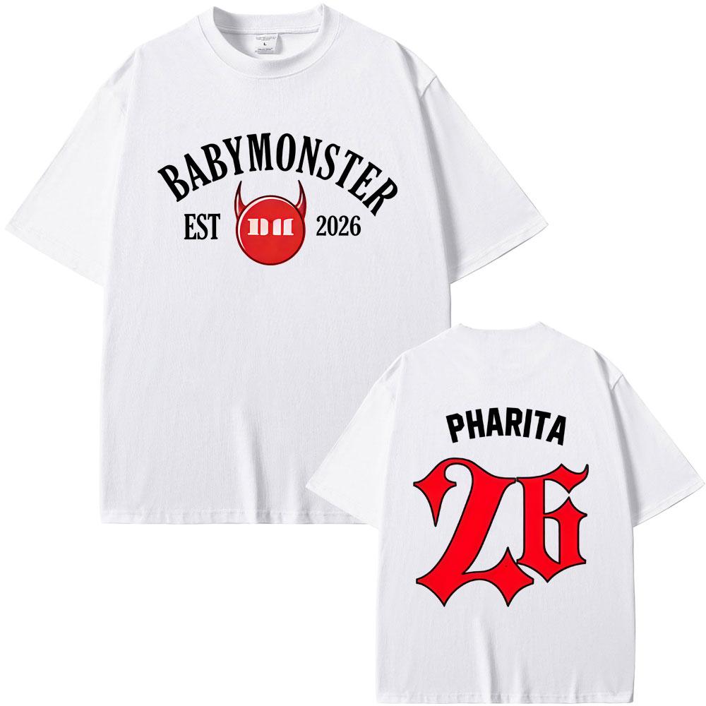 Babymonster 2026 Merch T-Shirt Ahyeon Asa Rami Rora Ruka Pharita Chiquita Grafik-T-Shirts Unisex Damenmode Popmusik T-Shirts