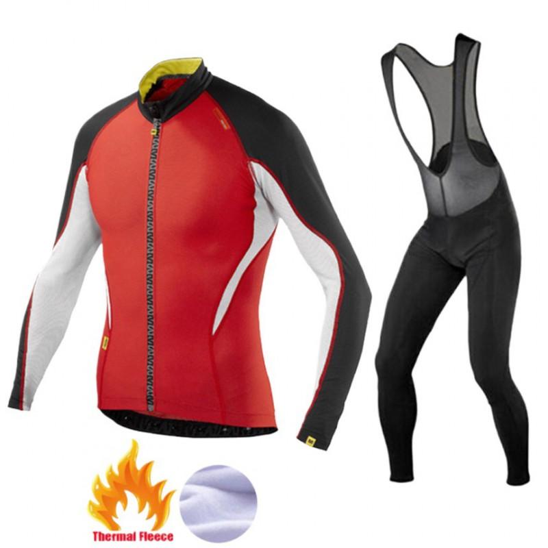 Thermal Long Sleeve Cycling Jersey Bib Tights Set Road Bike Riding Winter Warm Fleece-Lined Performance Gear